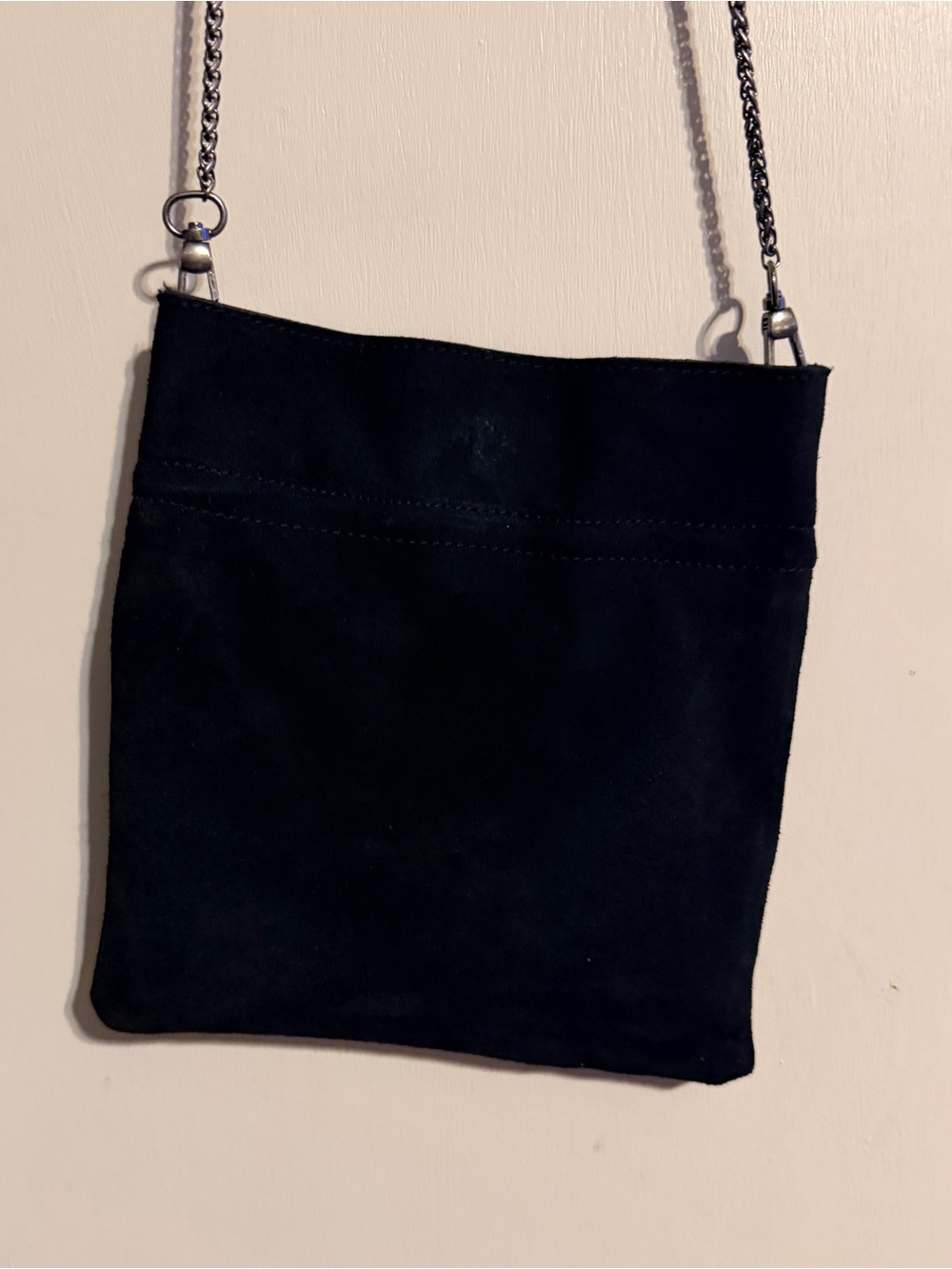 Free People Black Suede Chain Strap Crossbody Bag Boho Minimalist - Picture 3 of 10